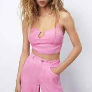 NEW Zara cropped pink top camisole size XL Extra-Large